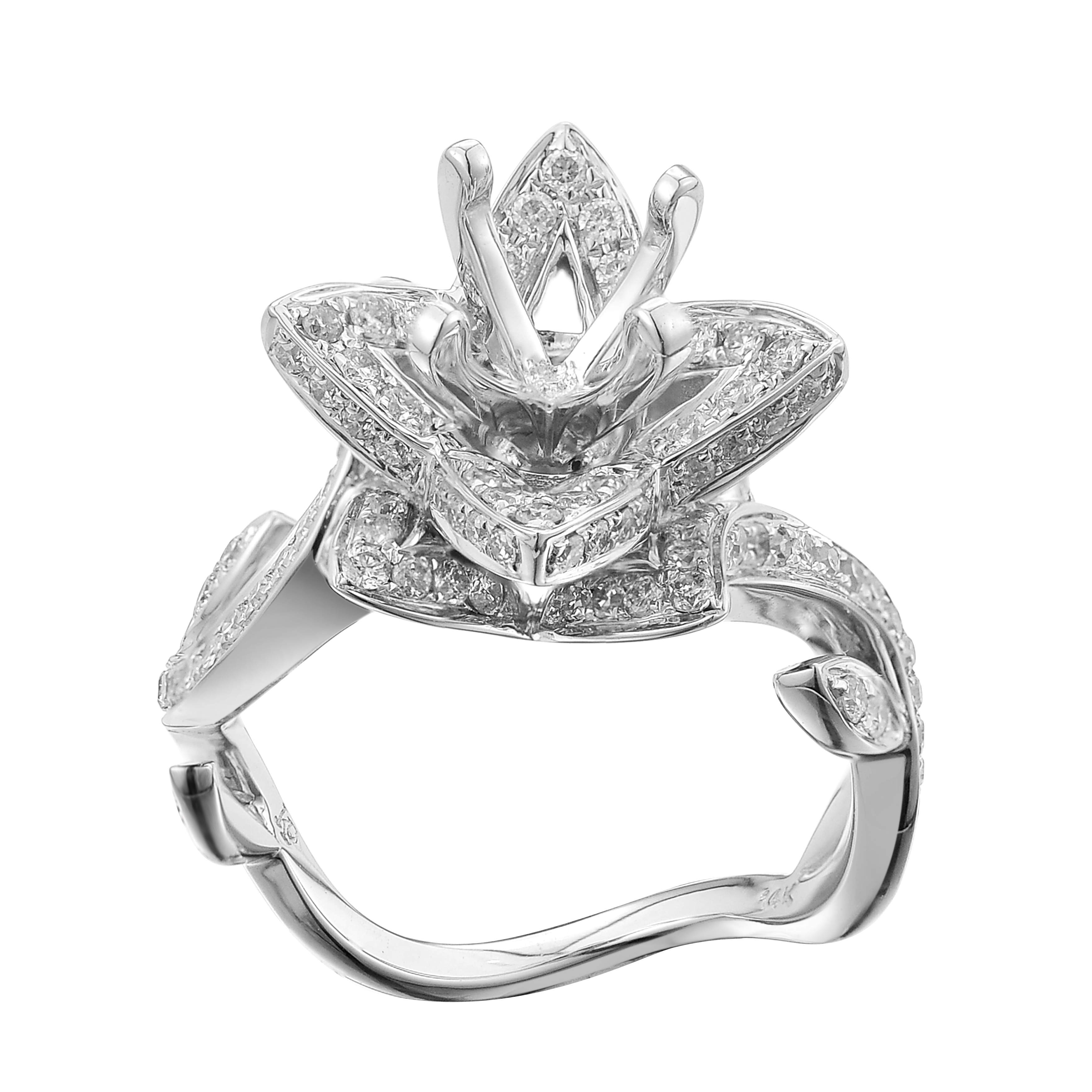 Diamond Engagement Mounting Ring 0.95 ct. 14K White Gold